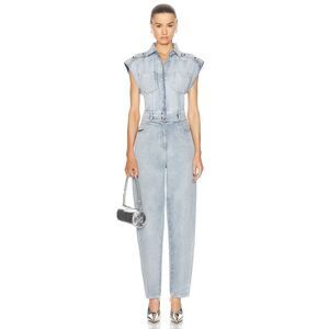 IRO Firat Collared Button Up Denim Jumpsuit in Blue Washed Women's Size 4